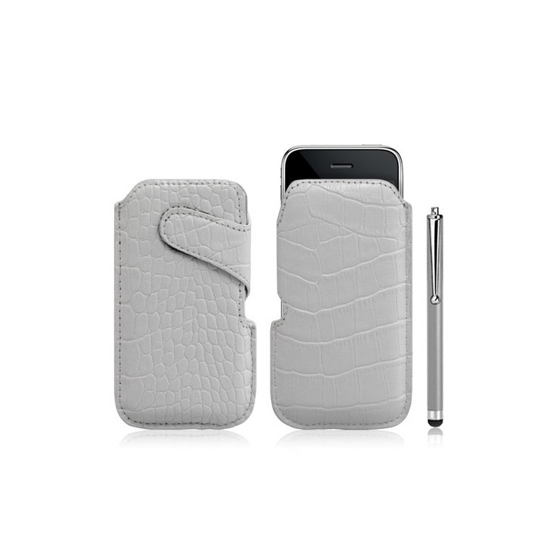 Housse coque étui pochette style croco pour Apple Iphone 3G/3GS + Stylet