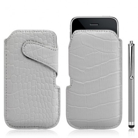 Housse coque étui pochette style croco pour Apple Iphone 3G/3GS + Stylet