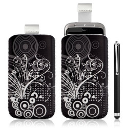 Housse coque étui pochette pour HTC Wildfire S avec motif + Stylet luxe