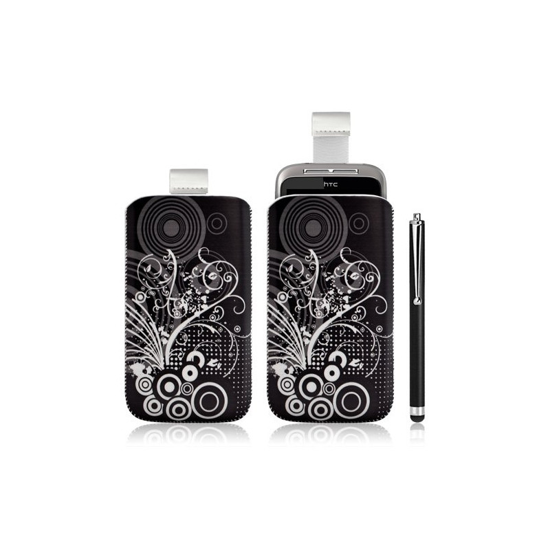 Housse coque étui pochette pour HTC Wildfire S avec motif + Stylet luxe