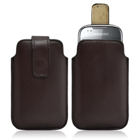 Housse coque étui pochette marron pour Samsung Galaxy Naos i5801