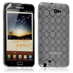 Housse coque étui en gel transparent pour Samsung Galaxy Note motif cercle couleur blanc + Film protecteur