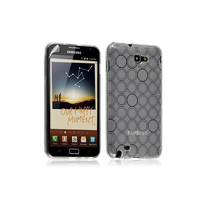 Housse coque étui en gel transparent pour Samsung Galaxy Note motif cercle couleur blanc + Film protecteur