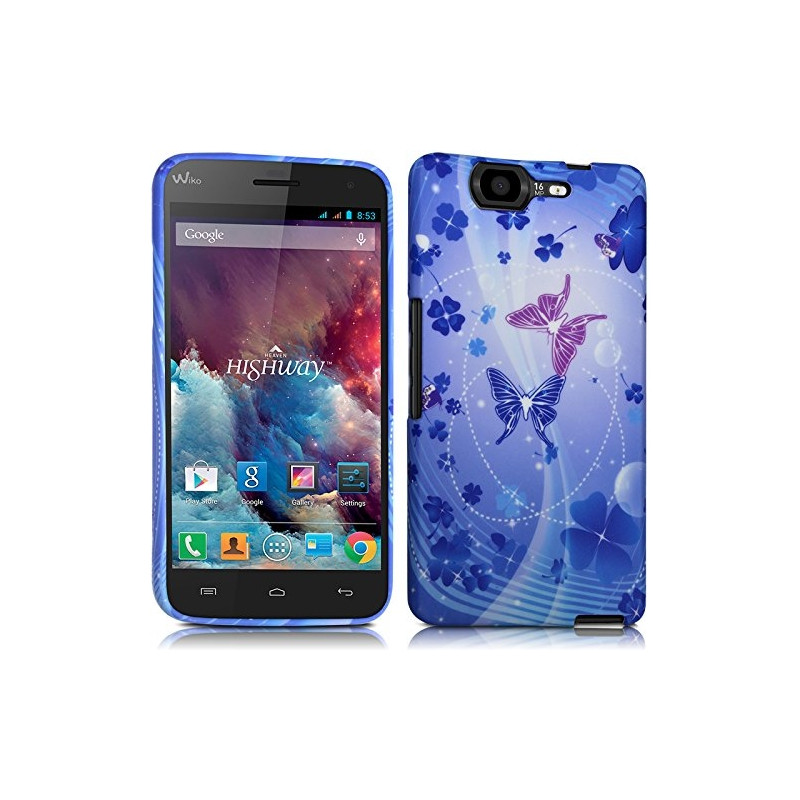 Housse Etui Coque Semi Rigide avec Motif HF06 pour Wiko Highway + Film de Protection