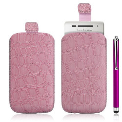 Housse coque étui pochette style croco pour Sony Ericsson Xperia x8 + Stylet