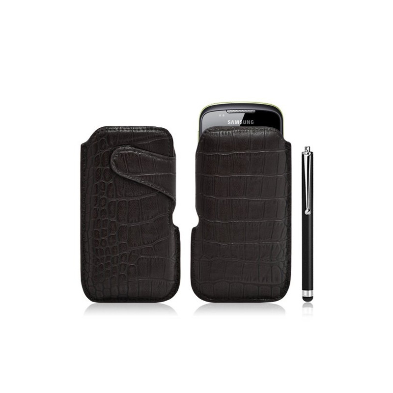 Housse coque étui pochette style croco pour Samsung Galaxy Mini S5570 + Stylet