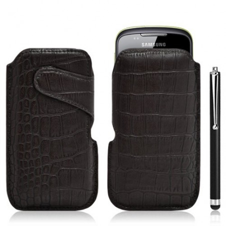 Housse coque étui pochette style croco pour Samsung Galaxy Mini S5570 + Stylet