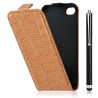 Housse étui coque style crocodile pour Apple Iphone 4/4S + stylet luxe