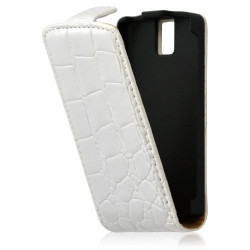 housse étui coque style crocodile pour Nokia X3 couleur blanc