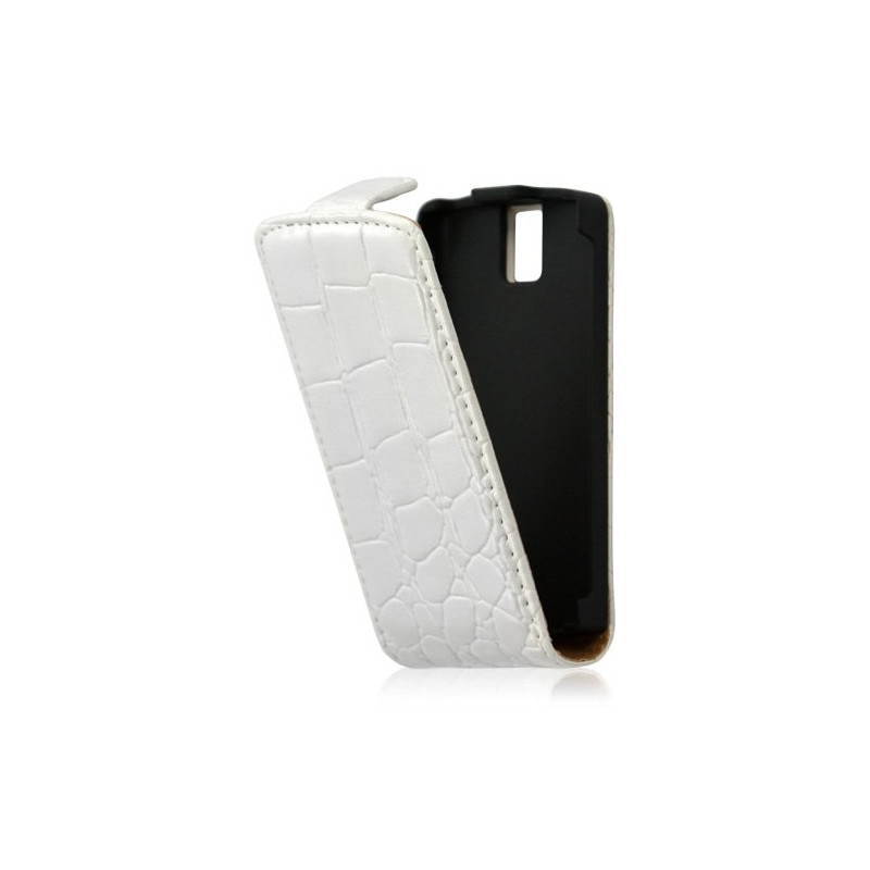 housse étui coque style crocodile pour Nokia X3 couleur blanc