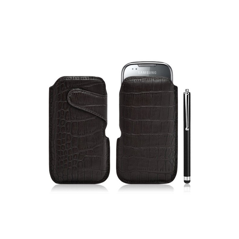 Housse coque étui pochette style croco pour Samsung Galaxy Naos i5801 + Stylet