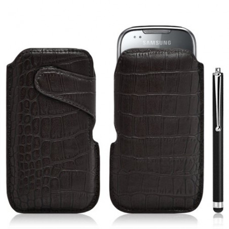 Housse coque étui pochette style croco pour Samsung Galaxy Naos i5801 + Stylet