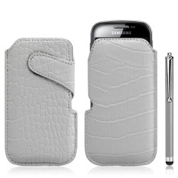 Housse coque étui pochette style croco pour Samsung Galaxy Fit S5670 + Stylet