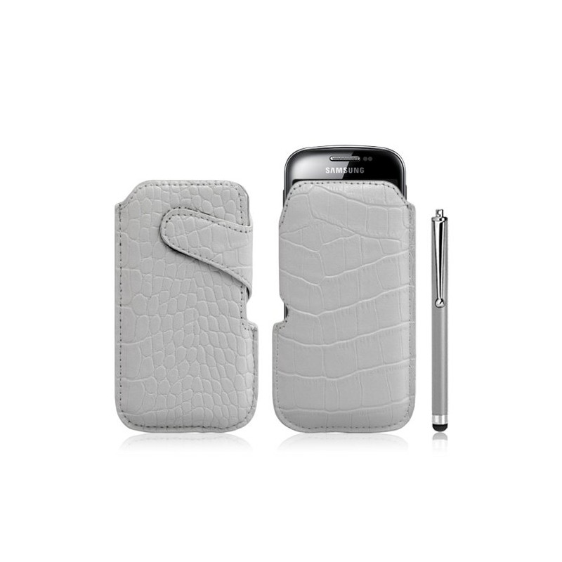 Housse coque étui pochette style croco pour Samsung Galaxy Fit S5670 + Stylet