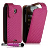 Housse coque étui gaufré pour Samsung Galaxy Naos i5801 couleur rose fushia + Mini stylet