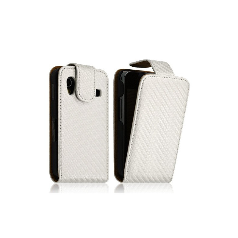 Housse coque etui gaufré pour Samsung Galaxy Ace S5830 couleur Blanc