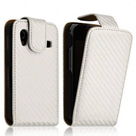 Housse coque etui gaufré pour Samsung Galaxy Ace S5830 couleur Blanc