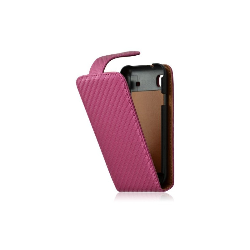 Housse coque étui gaufré pour Samsung Galaxy SCL i9003 couleur rose fushia