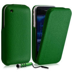 Housse coque étui pour Apple Iphone 3G/3GS couleur vert + mini stylet + film écran