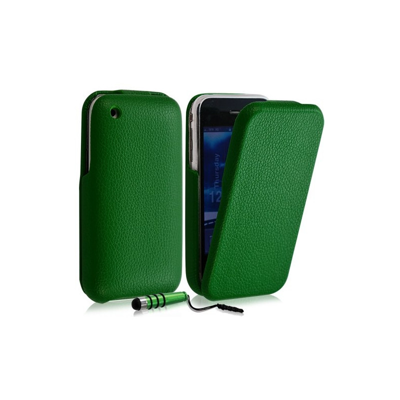 Housse coque étui pour Apple Iphone 3G/3GS couleur vert + mini stylet + film écran