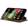 Housse Coque Etui S-View Fonction support Couleur Orange pour Wiko Rainbow + Film de Protection