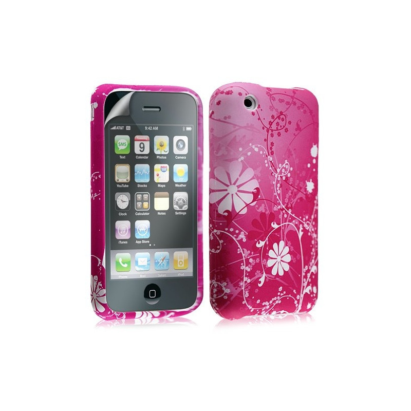 Housse étui coque en gel pour Apple Iphone 3G 3GS avec motifs + film protection