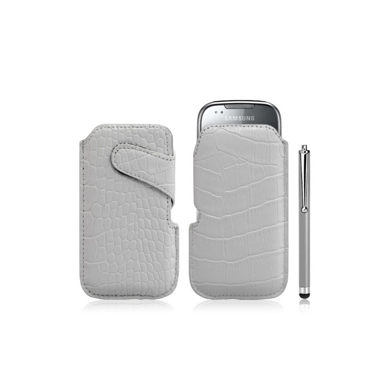 Housse coque étui pochette style croco pour Samsung Galaxy Naos i5801 + Stylet