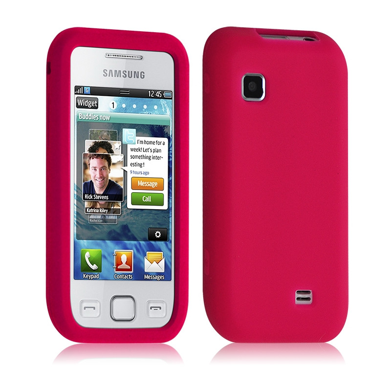 Housse Etui Coque Silicone pour Samsung Wave 575 couleur rose fushia