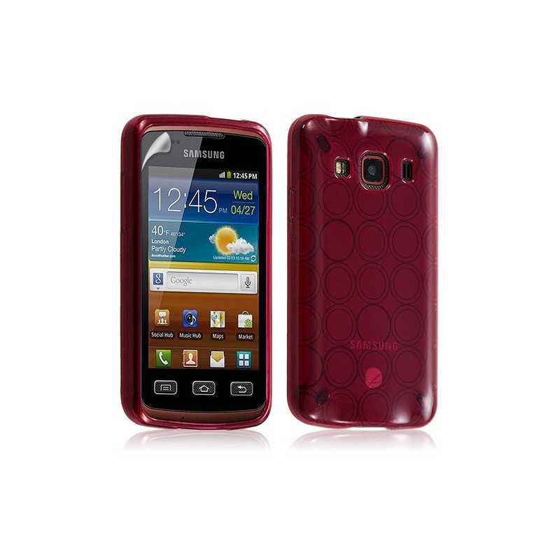 Housse coque étui gel cercle transparent pour Samsung Galaxy Xcover S5690 couleur rouge + Film protecteur