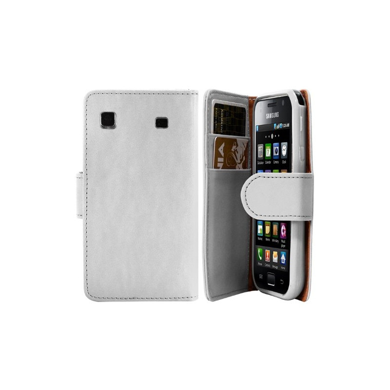 Housse coque étui portefeuille pour Samsung Galaxy SCL i9003 couleur blanc