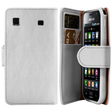 Housse coque étui portefeuille pour Samsung Galaxy SCL i9003 couleur blanc