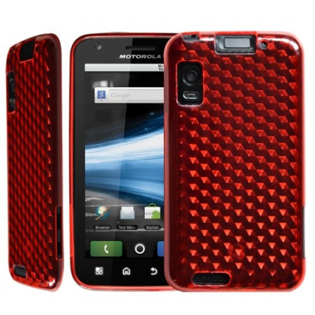 Housse étui coque en gel rouge pour Motorola Atrix + Film Protecteur