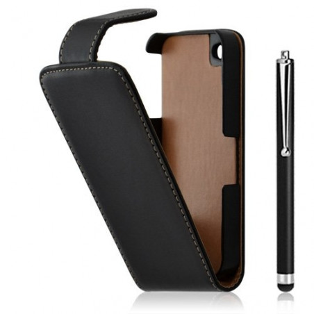 Housse coque étui pour Apple iPhone 4 / 4S couleur noir + Stylet luxe