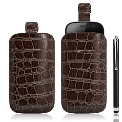 Housse coque étui pochette style croco pour Samsung Google Nexus S i9020 + Stylet