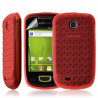 Housse coque etui gel tresse pour Samsung Galaxy Mini S5570 couleur rouge + Film protection