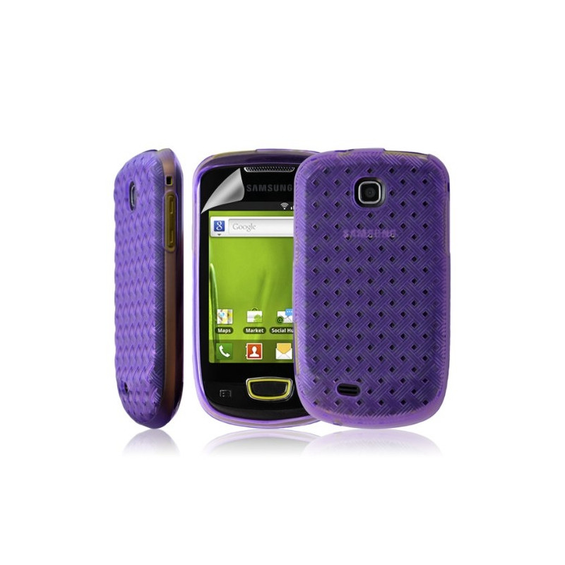 Housse coque etui gel tresse pour Samsung Galaxy Mini S5570 couleur violet + Film protection