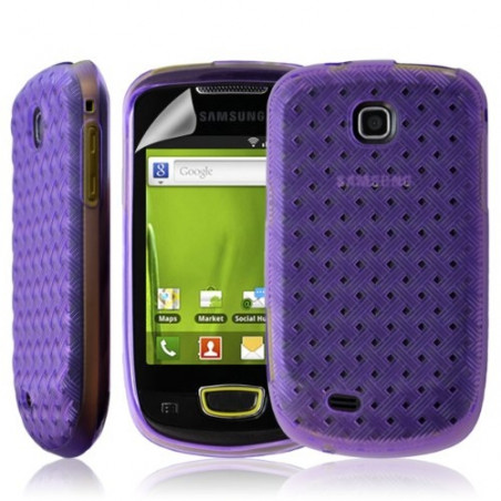 Housse coque etui gel tresse pour Samsung Galaxy Mini S5570 couleur violet + Film protection