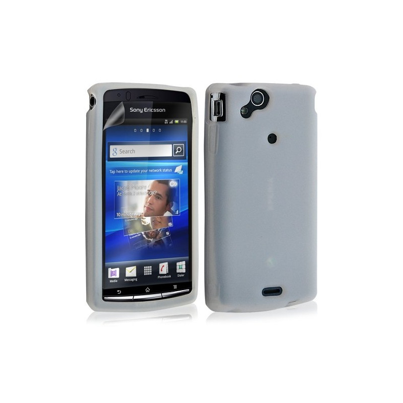 Housse etui coque silicone pour Sony Ericsson Xperia x12 Arc / Arc S couleur blanc transparent + film ecran