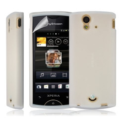 Coque étui housse en Silicone pour Sony Ericsson Xperia Ray couleur blanc + film écran