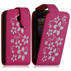 Housse coque étui pour Samsung Chat 335 S3350 motif fleur couleur rose fuschia