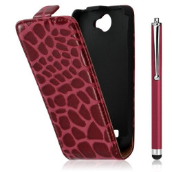 Housse étui coque style crocodile pour Galaxy W i8150 + stylet luxe