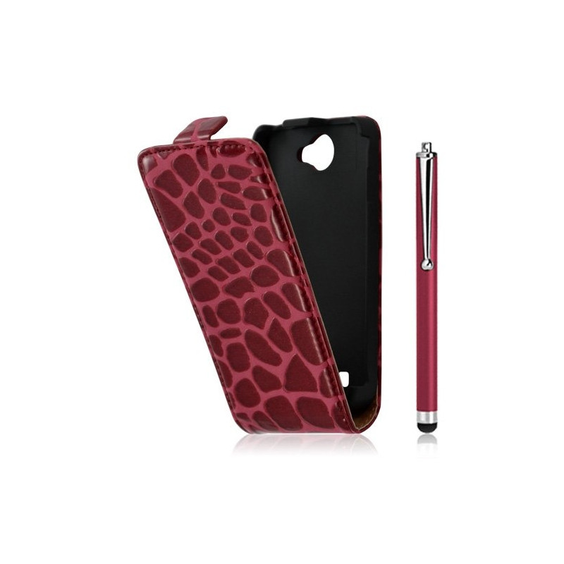 Housse étui coque style crocodile pour Galaxy W i8150 + stylet luxe