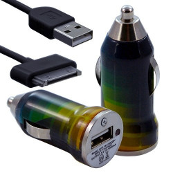 Chargeur voiture allume cigare USB avec câble data avec motif CV06 pour Apple : iPod 2 / iPod 4G / iPod 5G / iPod Photo / iPod 