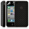 Housse étui coque souple tresse transparent pour Apple Iphone 4/4S couleur noir + Film protecteur