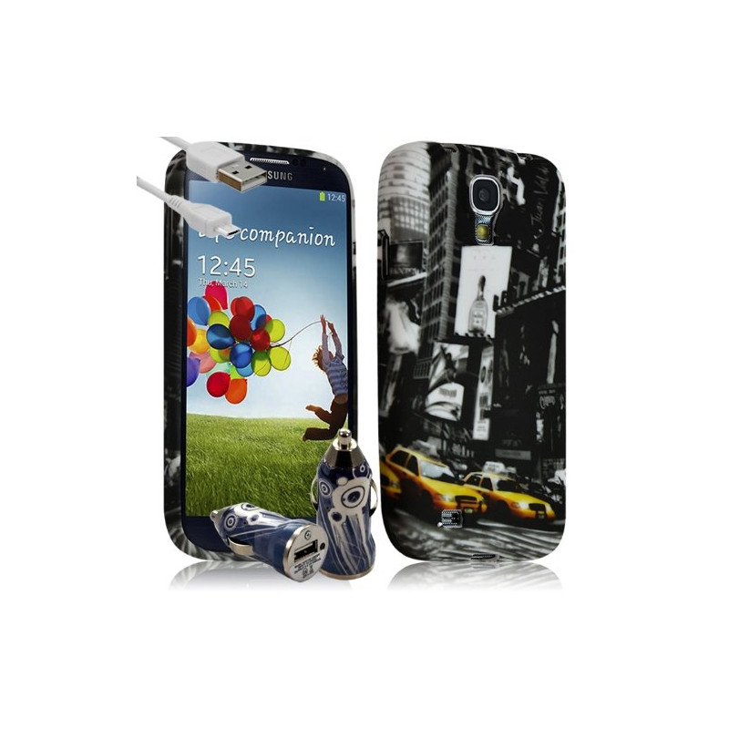 Housse Coque pour Samsung Galaxy S4 avec motif LM06 + Chargeur Auto