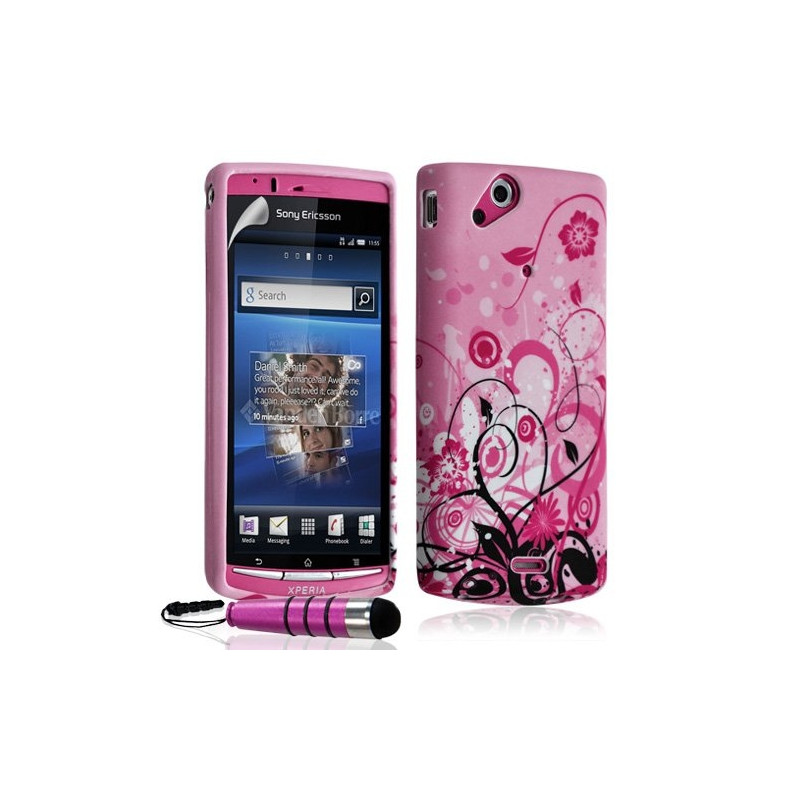 Housse coque étui gel pour Sony Ericsson Xperia Arc / Arc S avec motif HF17 + Mini stylet