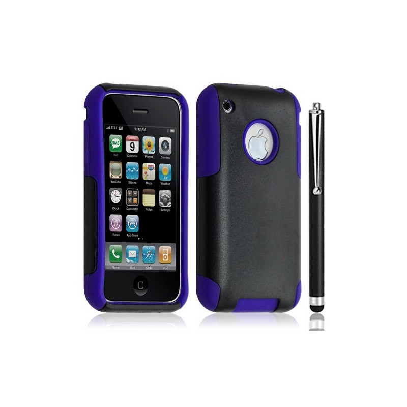 Housse étui coque pour Apple Iphone 3G/3GS couleur bleu + Stylet luxe + Film de protection