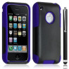 Housse étui coque pour Apple Iphone 3G/3GS couleur bleu + Stylet luxe + Film de protection