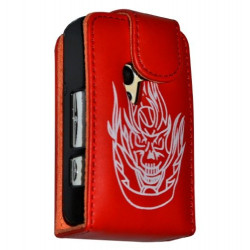 Housse coque étui Rouge Tête de Mort pour Sony Ericsson Xperia X10 Mini + Film de protection d'écran