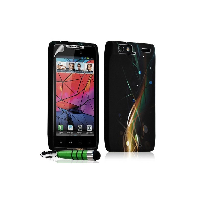 Housse étui coque en gel pour Motorola Razr XT910 avec motif + Mini stylet + Film protecteur